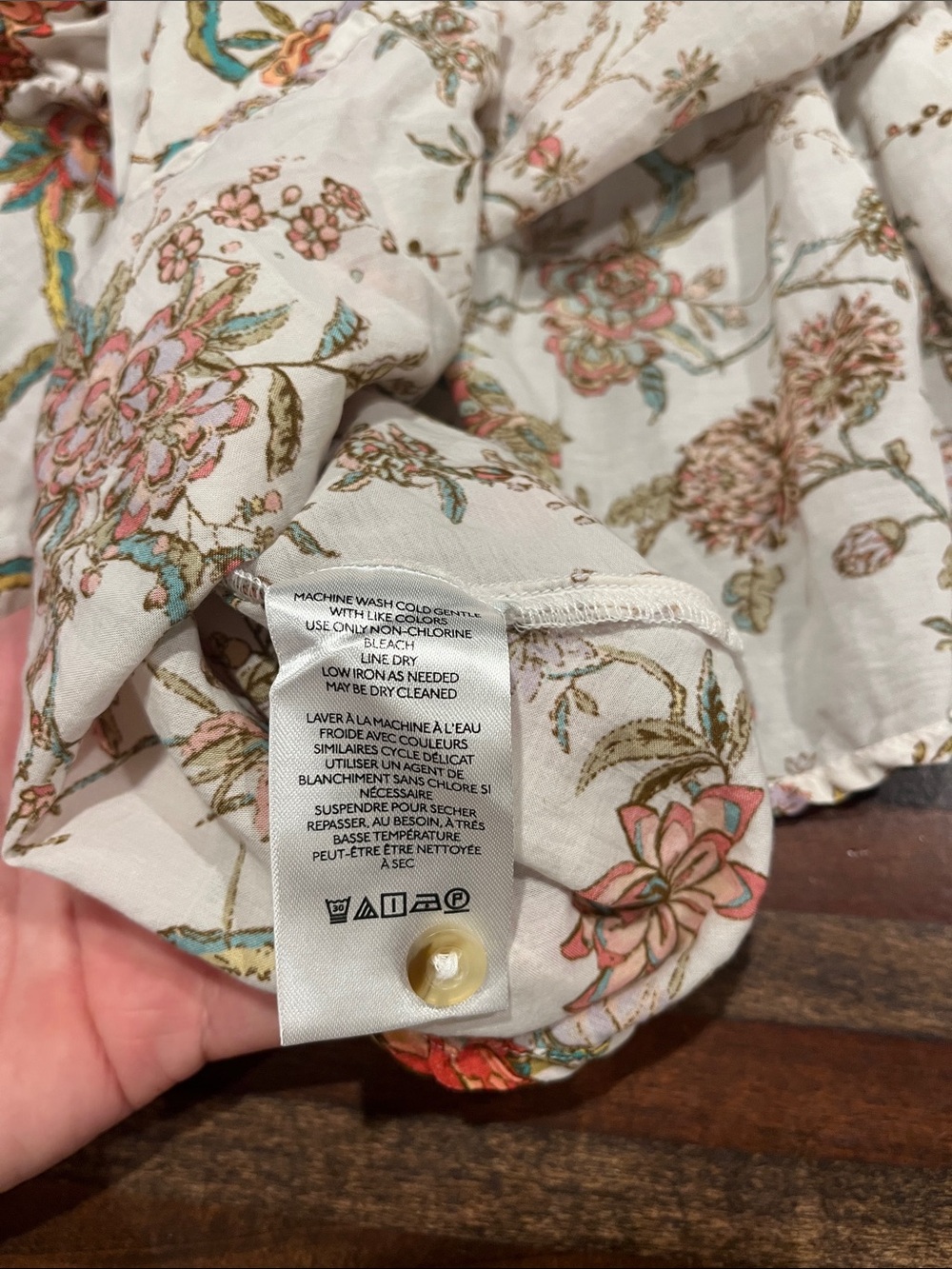 Anthropologie Pilcro White Blouse with Coral and Green Floral Print large - Picture 5 of 5